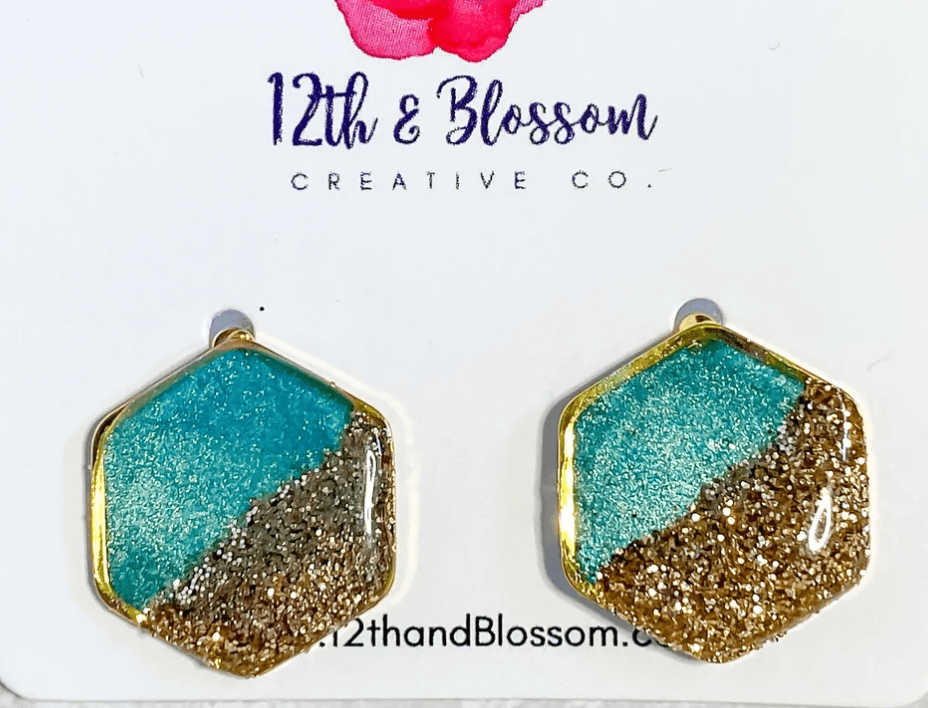 Gold and turquoise earrings