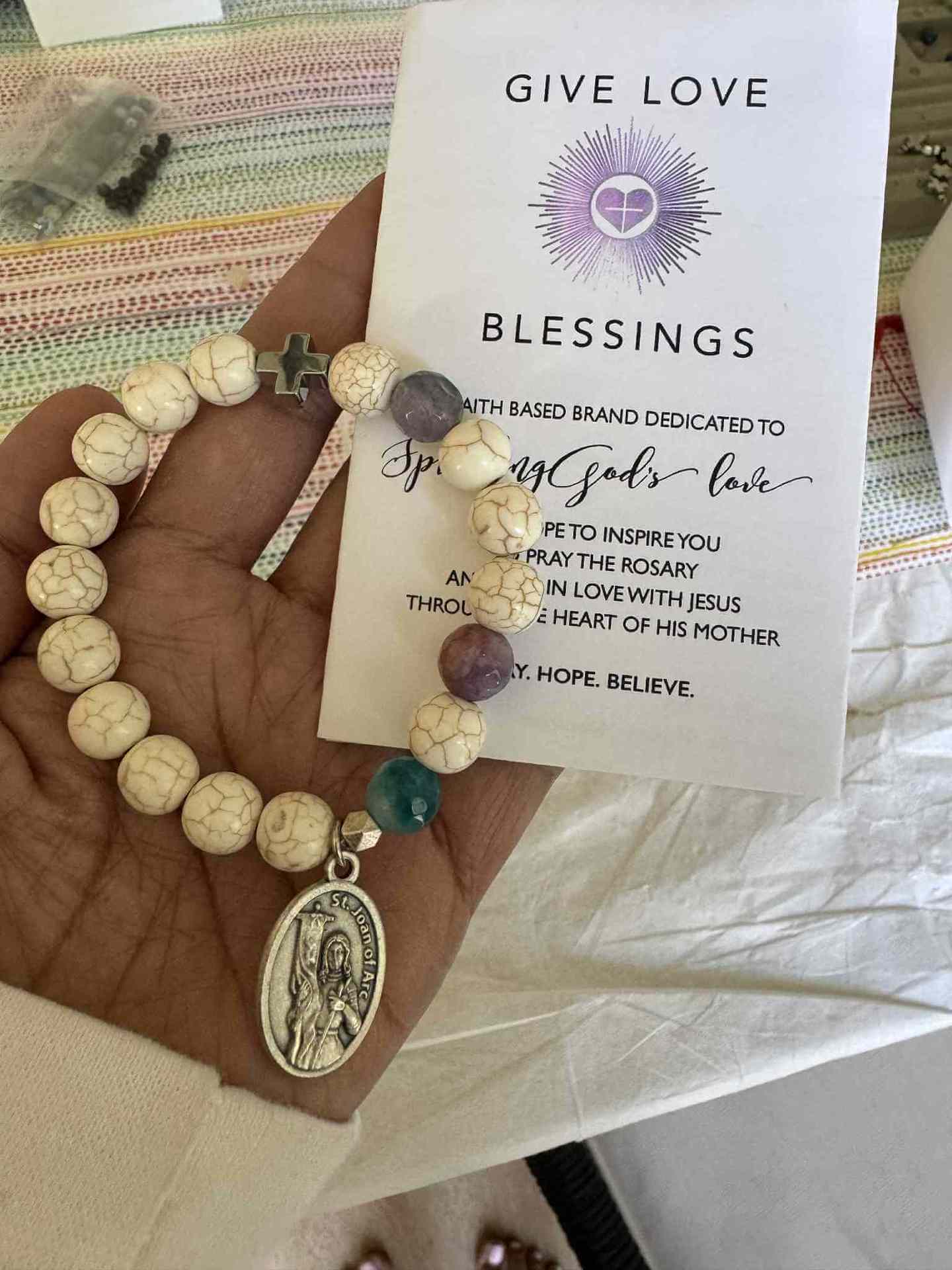 GIVE LOVE AND BLESSINGS ROSARY BRACELET